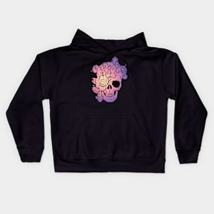 Filigree Skull With Flower Purple Fade Original Art T-Shirt Kids Hoodie